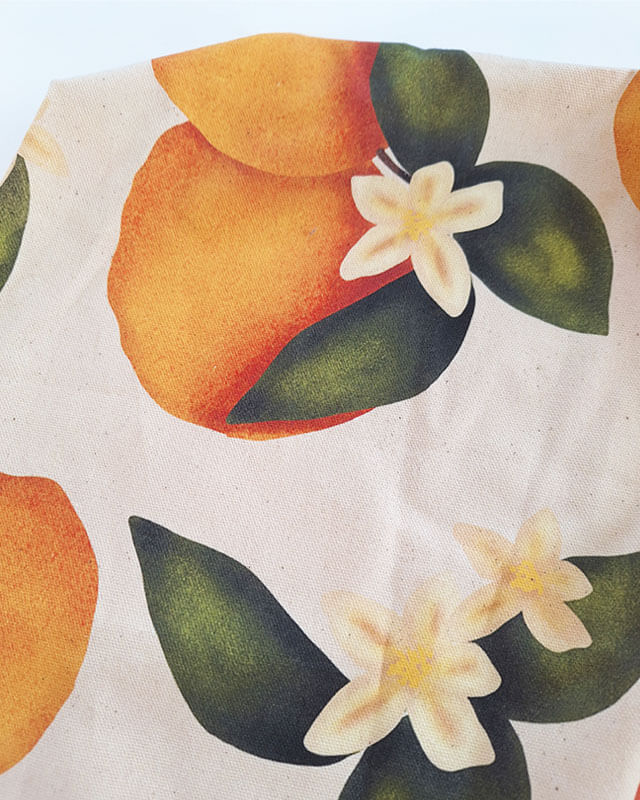 Citrus Gathering Tote Bag Close-Up Bottom