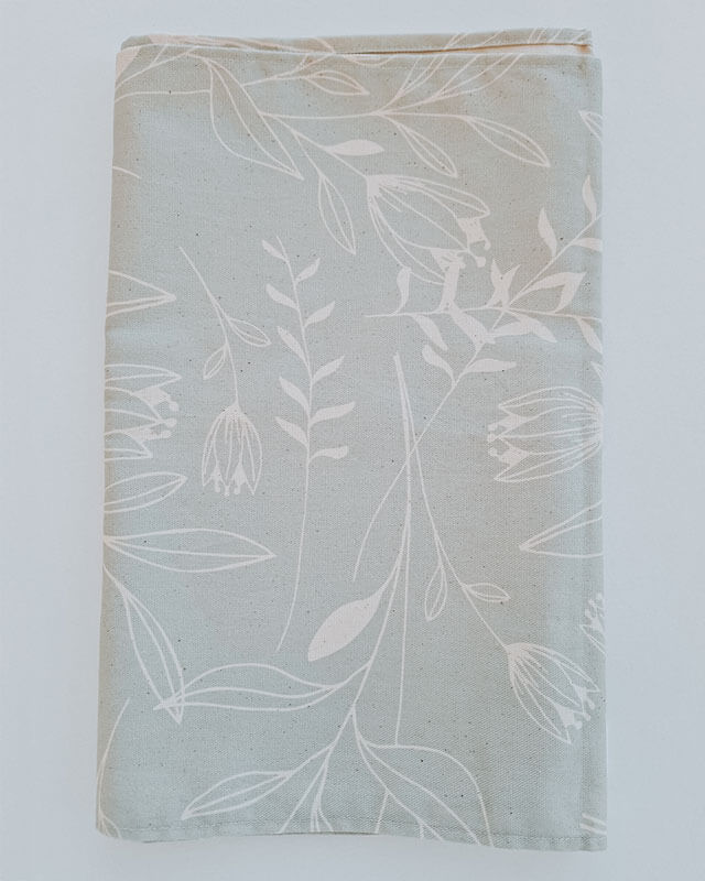 French Countryside Blossoms Dove Blue Tea Towel